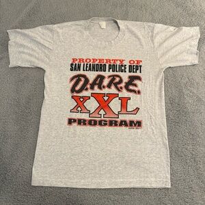 Vintage 90s DARE Shirt Mens Med Gray 1995 San Leandro XXL‎ Program Cotton Logo
